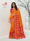 Orange Latest Designer Fancy Wedding Wear Heavy Banarsi Silk Printed Sarees Collection 10102